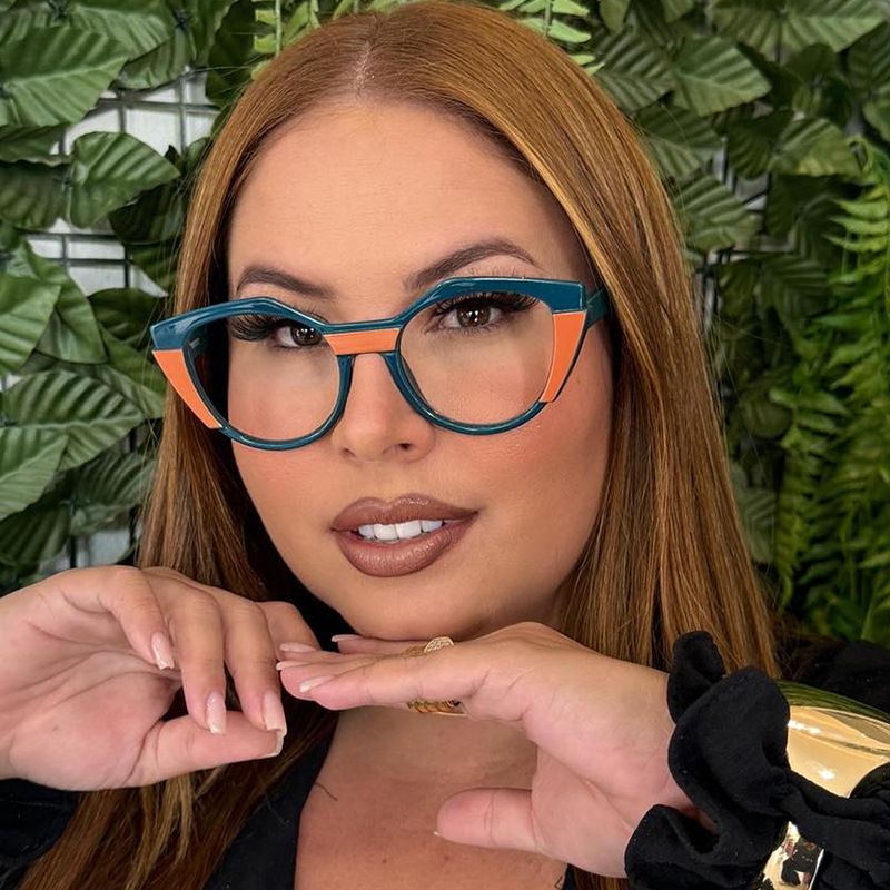 New Cat'S Eye Spring Leg Insert Eyeglasses Women'S Anti-Blue Light Reading Glasses Eyeglasses Frames Fashion Trend Flat Glasses