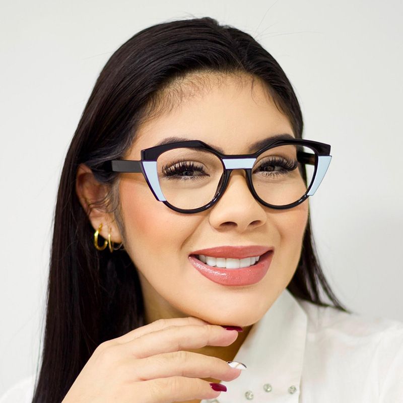 New Cat'S Eye Spring Leg Insert Eyeglasses Women'S Anti-Blue Light Reading Glasses Eyeglasses Frames Fashion Trend Flat Glasses