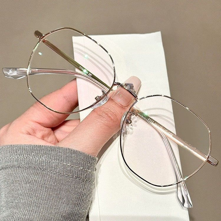 New Ultra-Light Polygonal Computer Glasses Women Metal Frame Anti-blue Light Radiation Glasses Goggles Flat Mirror Unisex Goggle