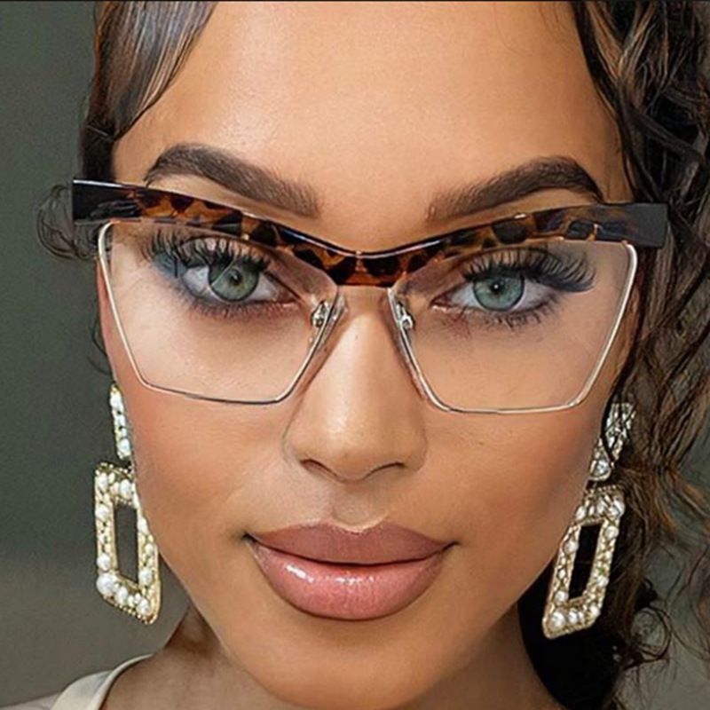 2025 New Large Cat Eye Square Frame Anti-Blue Light Glasses Fashion Retro Men Women Computer Gaming Eye Protection Classic Plain Spectacle