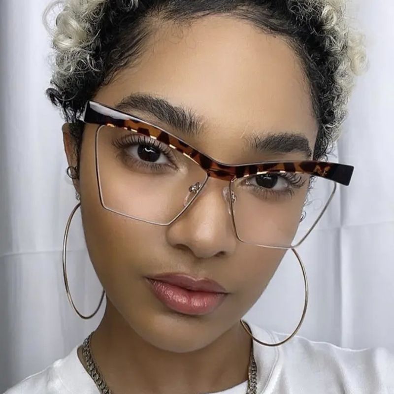 2025 New Large Cat Eye Square Frame Anti-Blue Light Glasses Fashion Retro Men Women Computer Gaming Eye Protection Classic Plain Spectacle