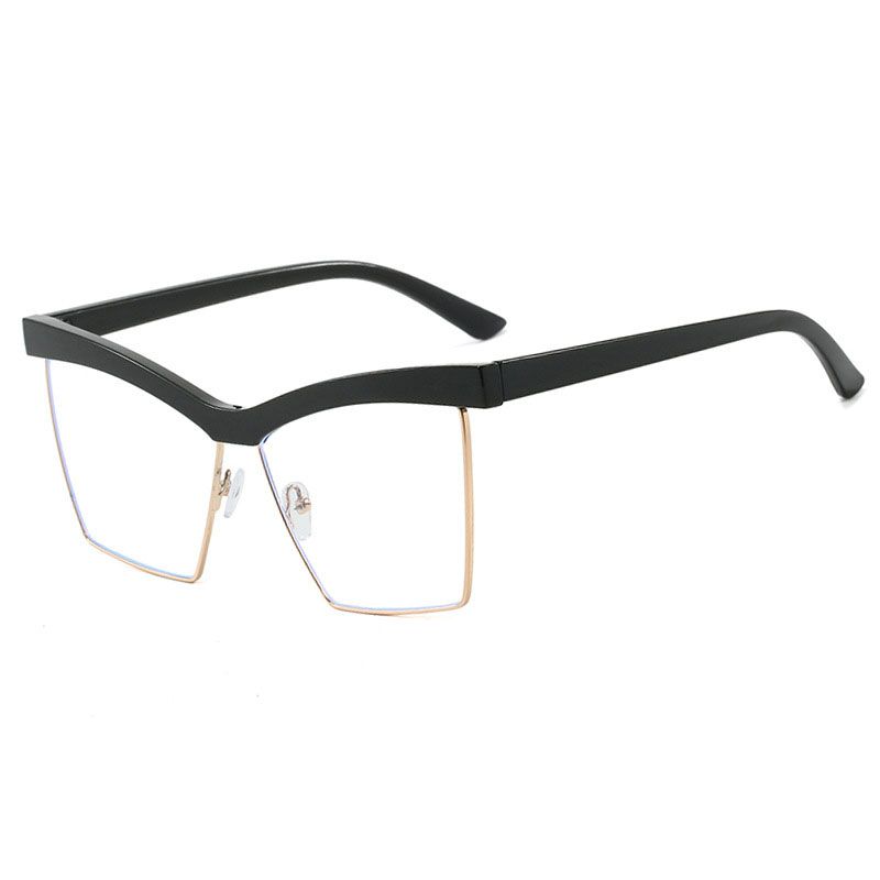 2025 New Large Cat Eye Square Frame Anti-Blue Light Glasses Fashion Retro Men Women Computer Gaming Eye Protection Classic Plain Spectacle