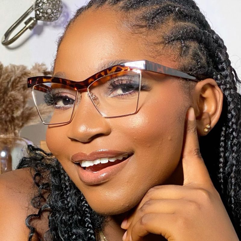 2025 New Large Cat Eye Square Frame Anti-Blue Light Glasses Fashion Retro Men Women Computer Gaming Eye Protection Classic Plain Spectacle