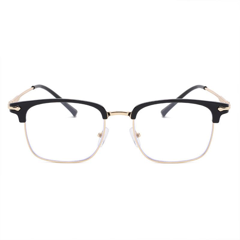 New Men Women's Half Frame Glasses Frame Retro Fashion Clear Computer Eyeglasses Unisex Transparent Blue Light Blocking Eyewear