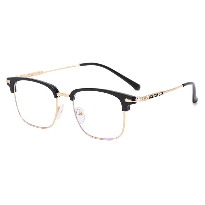 New Men Women's Half Frame Glasses Frame Retro Fashion Clear Computer Eyeglasses Unisex Transparent Blue Light Blocking Eyewear