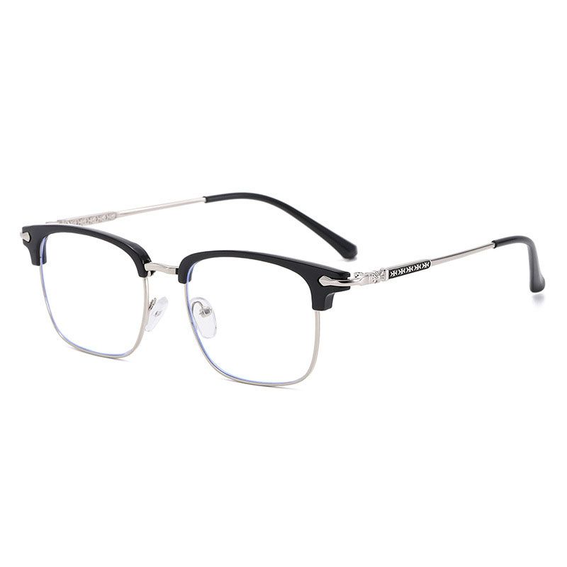New Men Women's Half Frame Glasses Frame Retro Fashion Clear Computer Eyeglasses Unisex Transparent Blue Light Blocking Eyewear