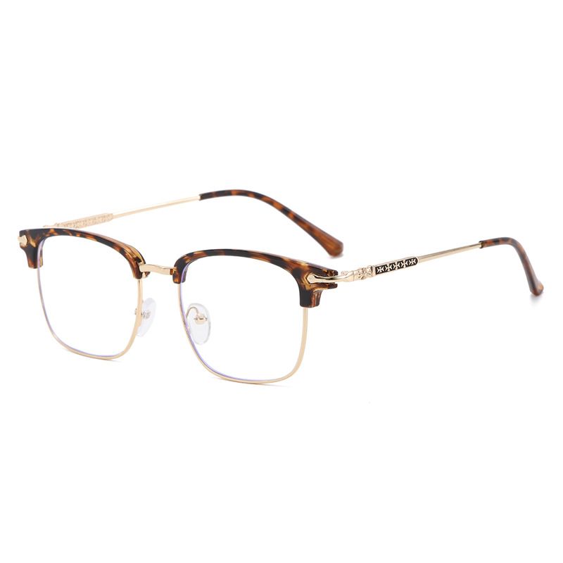 New Men Women's Half Frame Glasses Frame Retro Fashion Clear Computer Eyeglasses Unisex Transparent Blue Light Blocking Eyewear