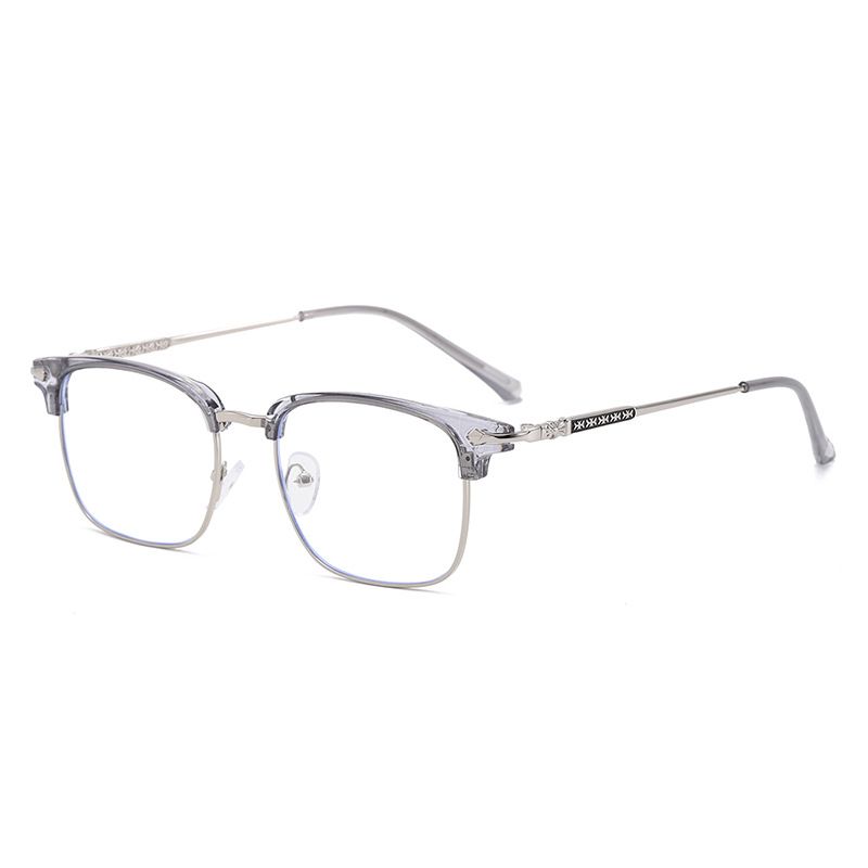 New Men Women's Half Frame Glasses Frame Retro Fashion Clear Computer Eyeglasses Unisex Transparent Blue Light Blocking Eyewear