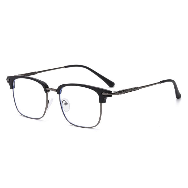 New Men Women's Half Frame Glasses Frame Retro Fashion Clear Computer Eyeglasses Unisex Transparent Blue Light Blocking Eyewear