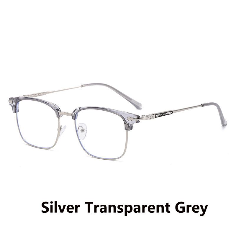 New Men Women's Half Frame Glasses Frame Retro Fashion Clear Computer Eyeglasses Unisex Transparent Blue Light Blocking Eyewear