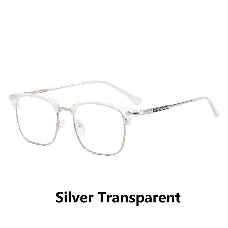 New Men Women's Half Frame Glasses Frame Retro Fashion Clear Computer Eyeglasses Unisex Transparent Blue Light Blocking Eyewear