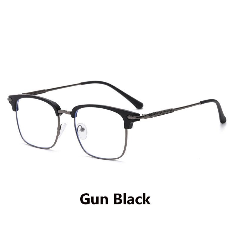 New Men Women's Half Frame Glasses Frame Retro Fashion Clear Computer Eyeglasses Unisex Transparent Blue Light Blocking Eyewear