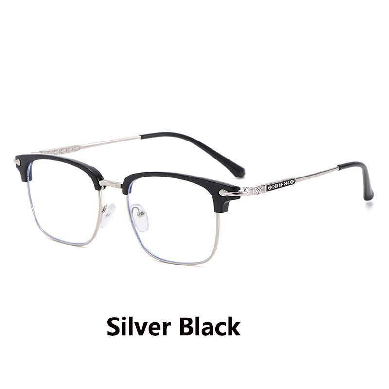 New Men Women's Half Frame Glasses Frame Retro Fashion Clear Computer Eyeglasses Unisex Transparent Blue Light Blocking Eyewear