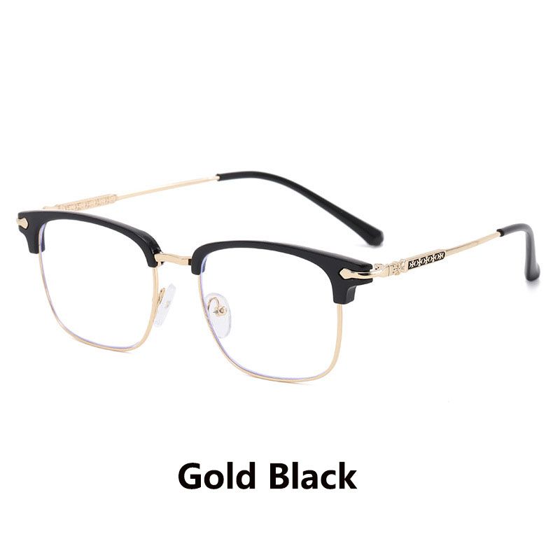 New Men Women's Half Frame Glasses Frame Retro Fashion Clear Computer Eyeglasses Unisex Transparent Blue Light Blocking Eyewear