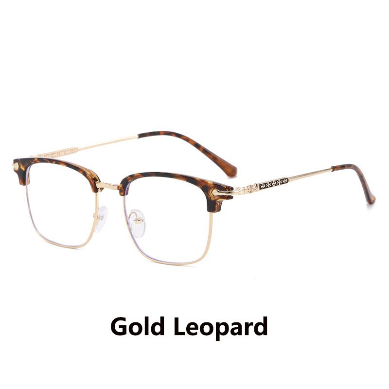 New Men Women's Half Frame Glasses Frame Retro Fashion Clear Computer Eyeglasses Unisex Transparent Blue Light Blocking Eyewear