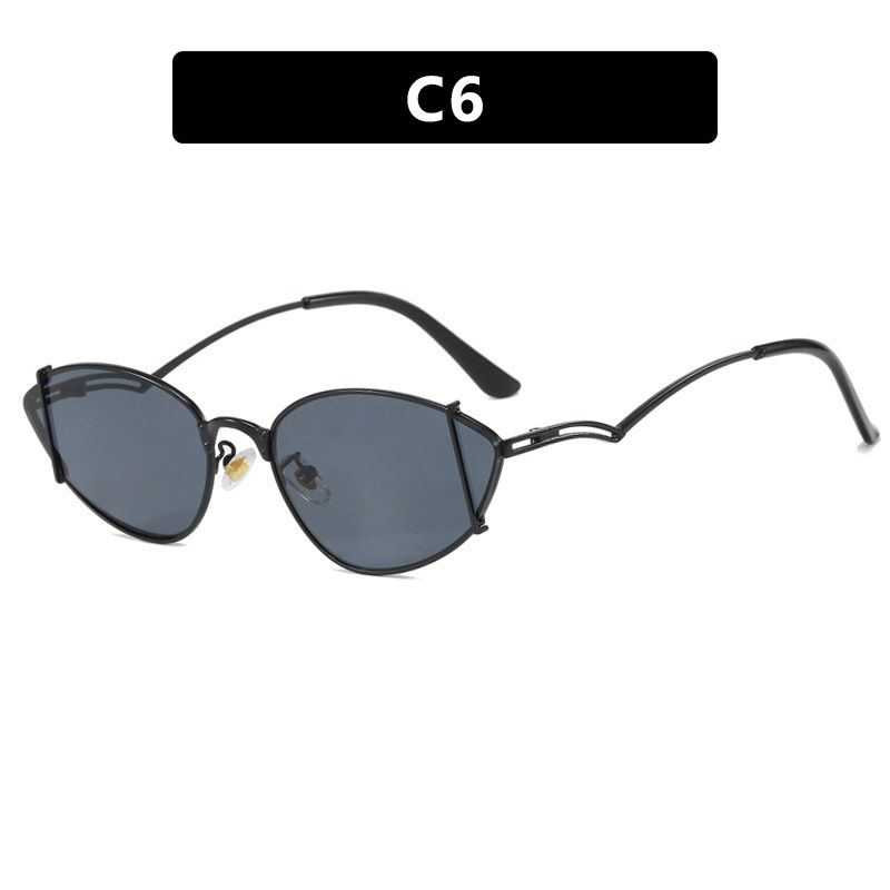 2025 New Metal Cat Eye Women's Sunglasses Trendy Luxury Brand Hollow Triangle Sunglasses Brown Party Luxury Designer Brand