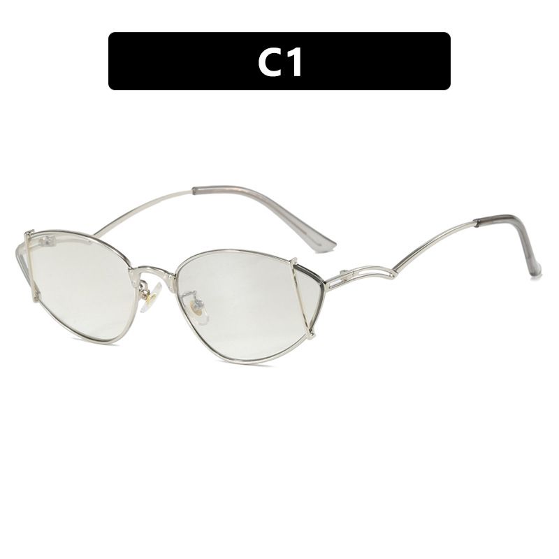 2025 New Metal Cat Eye Women's Sunglasses Trendy Luxury Brand Hollow Triangle Sunglasses Brown Party Luxury Designer Brand