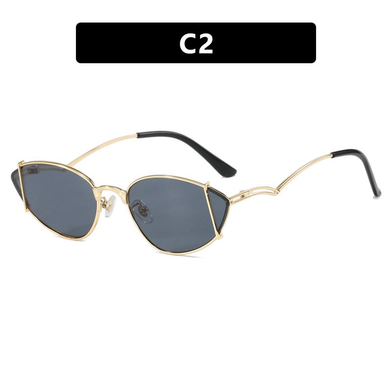 2025 New Metal Cat Eye Women's Sunglasses Trendy Luxury Brand Hollow Triangle Sunglasses Brown Party Luxury Designer Brand