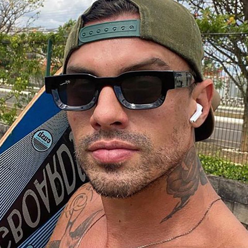 New Fashion Small Sunglasses Rectangle Thick Frame Square Sun Glasses Men's Black Blue Ladies Sun Shades Uv400 Unisex Eyewears