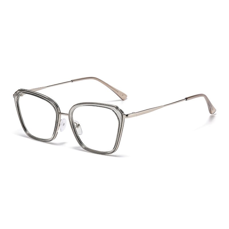 Fashion TR90 Women'S Cat Eye Photochromic Glasses Frame Blue Light Blocking Retro Trend Optical Metal Alloy Eyeglasses Frame