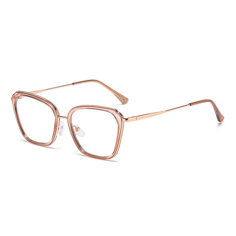 Fashion TR90 Women'S Cat Eye Photochromic Glasses Frame Blue Light Blocking Retro Trend Optical Metal Alloy Eyeglasses Frame