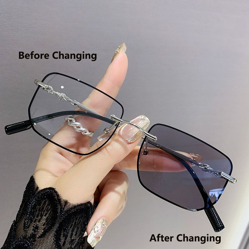 Fashion Photochromic Anti Radiation Glasses Frame For Women Men Rimless Eyeglass Computer Eyewear Anti Blue Light Eyeglasses