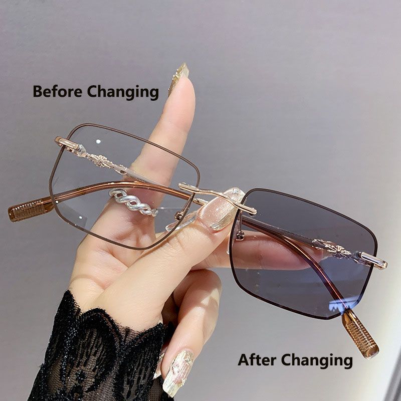 Fashion Photochromic Anti Radiation Glasses Frame For Women Men Rimless Eyeglass Computer Eyewear Anti Blue Light Eyeglasses