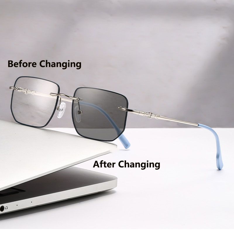 Fashion Photochromic Anti Radiation Glasses Frame For Women Men Rimless Eyeglass Computer Eyewear Anti Blue Light Eyeglasses