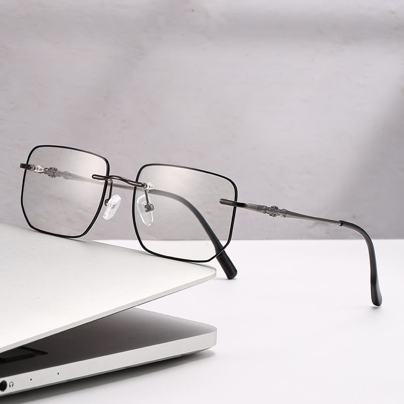 Fashion Photochromic Anti Radiation Glasses Frame For Women Men Rimless Eyeglass Computer Eyewear Anti Blue Light Eyeglasses