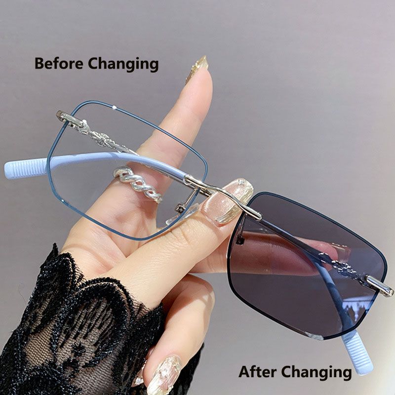 Fashion Photochromic Anti Radiation Glasses Frame For Women Men Rimless Eyeglass Computer Eyewear Anti Blue Light Eyeglasses