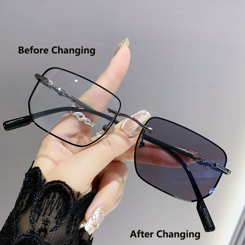 Fashion Photochromic Anti Radiation Glasses Frame For Women Men Rimless Eyeglass Computer Eyewear Anti Blue Light Eyeglasses
