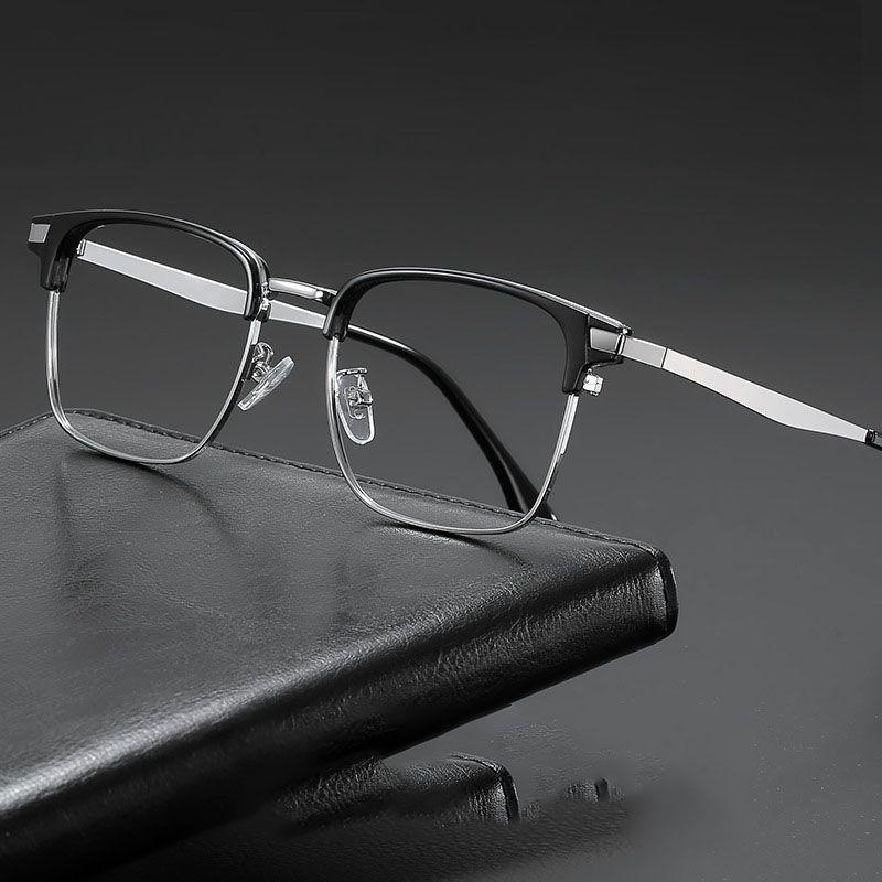 2025 New Anti-Blu-Ray Square Glasses Tr90 And Metal Men'S And Women'S Same Computer Mirror Competitive Gaming Goggles Glasses