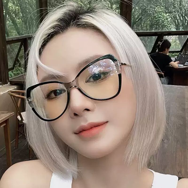 Luxury Brand Design Big Frame Cat Eye Blue Light Blocking Glasses Women Men Computer Optical Protection Eyeglasses Unisex Lentes