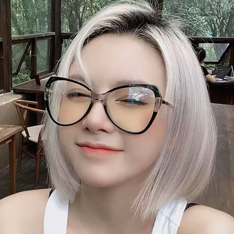 Luxury Brand Design Big Frame Cat Eye Blue Light Blocking Glasses Women Men Computer Optical Protection Eyeglasses Unisex Lentes