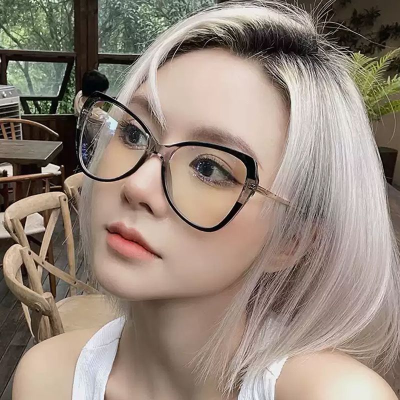 Luxury Brand Design Big Frame Cat Eye Blue Light Blocking Glasses Women Men Computer Optical Protection Eyeglasses Unisex Lentes