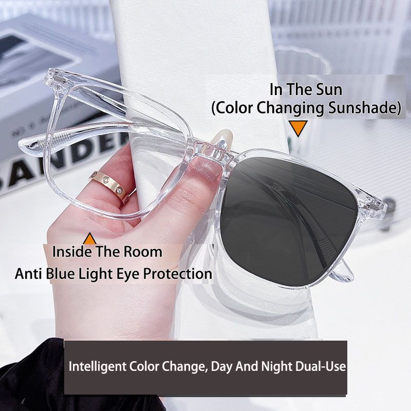 Unisex Square Photochromic Anti Radiation Eyeglass For Women Men Anti Rad Transition Eye Glasses Computer Anti Blue Ray Eyewear