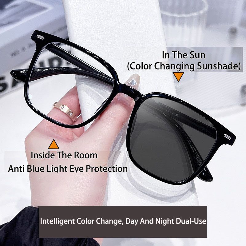 Unisex Square Photochromic Anti Radiation Eyeglass For Women Men Anti Rad Transition Eye Glasses Computer Anti Blue Ray Eyewear