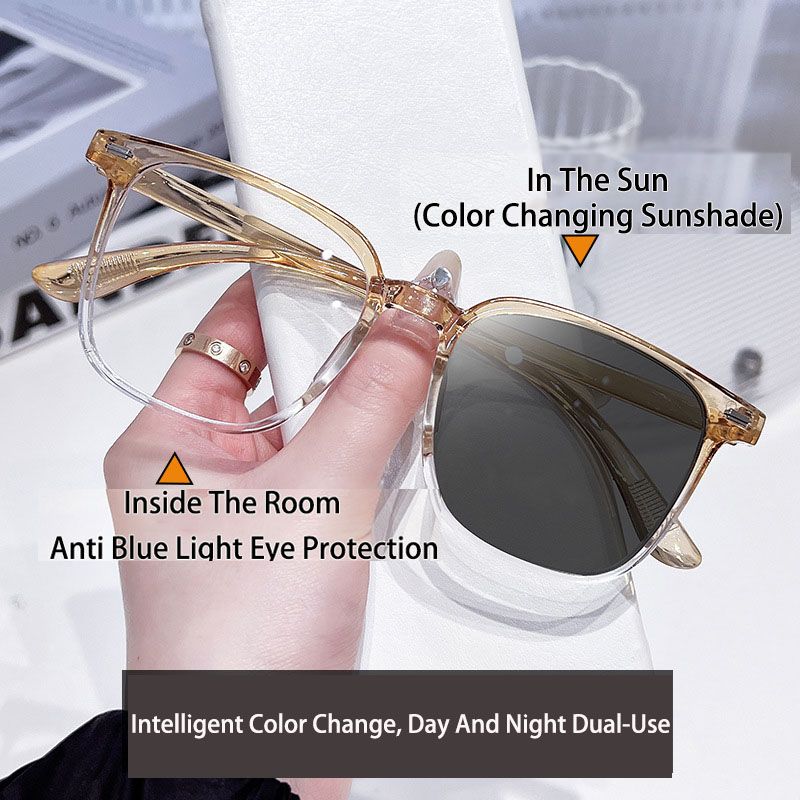 Unisex Square Photochromic Anti Radiation Eyeglass For Women Men Anti Rad Transition Eye Glasses Computer Anti Blue Ray Eyewear