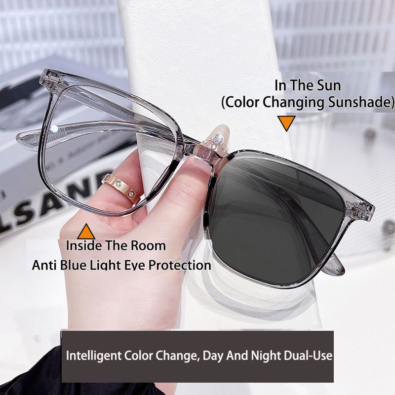 Unisex Square Photochromic Anti Radiation Eyeglass For Women Men Anti Rad Transition Eye Glasses Computer Anti Blue Ray Eyewear