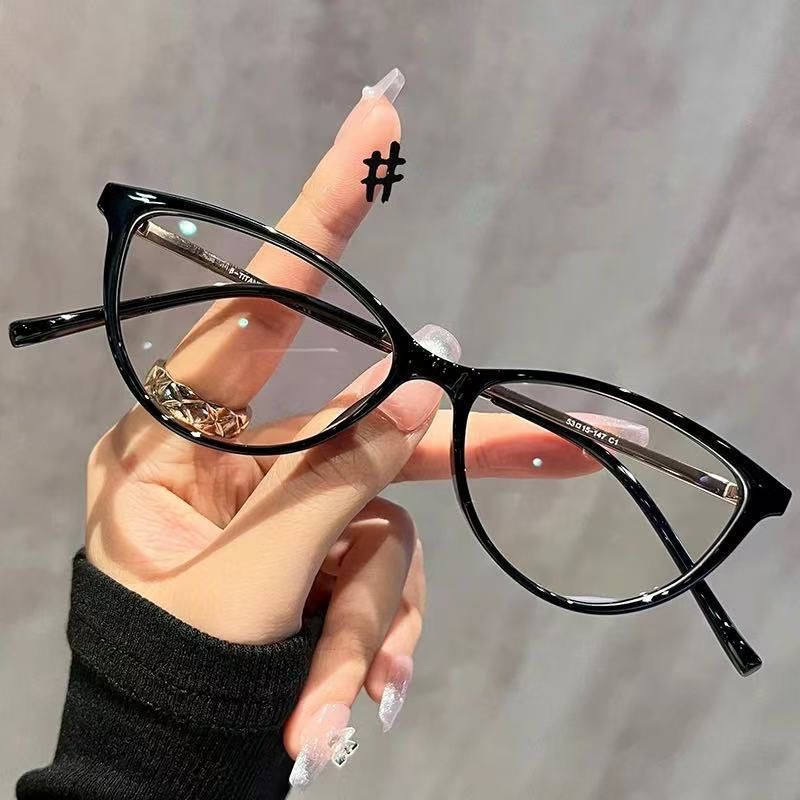 TR90 Candy Color Glasses Women Cat Eye Shape Blue Light Blocking Frame Eyeglasses for Women European American Style Decorative Glass