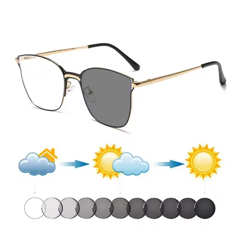 Women Fashion Cat Eye Travel Photochromic Drive Sunglasses For Women Men Anti Blue Light Spectacles Computer Glasses Frame Women