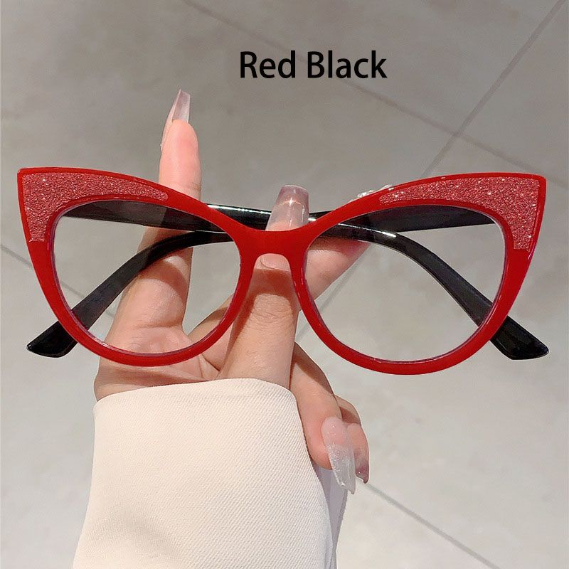 New Fashion Cat's Eye Frame Personalized Color Collision Anti Blue Light Glasses Trendy Non Degree Flat Light Glasses for Women