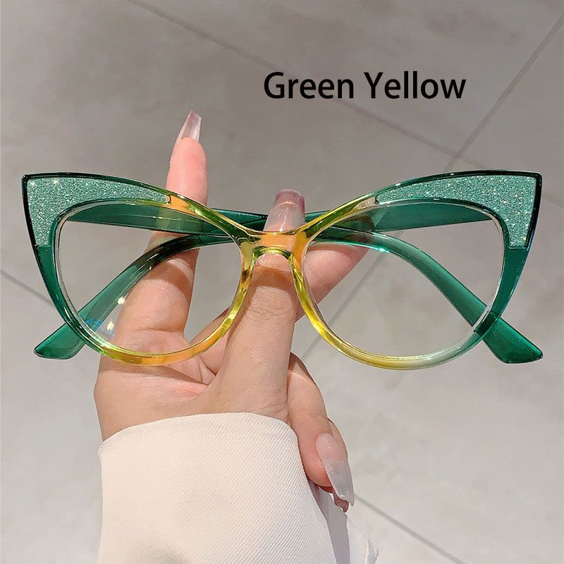 New Fashion Cat's Eye Frame Personalized Color Collision Anti Blue Light Glasses Trendy Non Degree Flat Light Glasses for Women