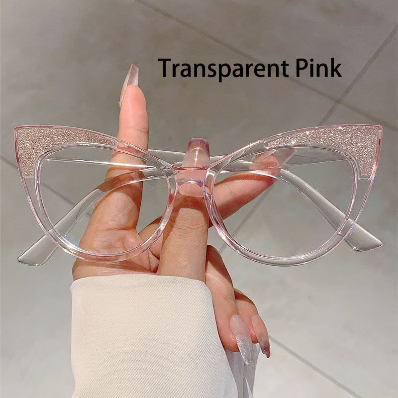 New Fashion Cat's Eye Frame Personalized Color Collision Anti Blue Light Glasses Trendy Non Degree Flat Light Glasses for Women