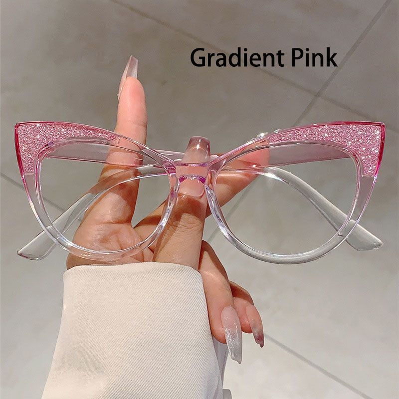 New Fashion Cat's Eye Frame Personalized Color Collision Anti Blue Light Glasses Trendy Non Degree Flat Light Glasses for Women
