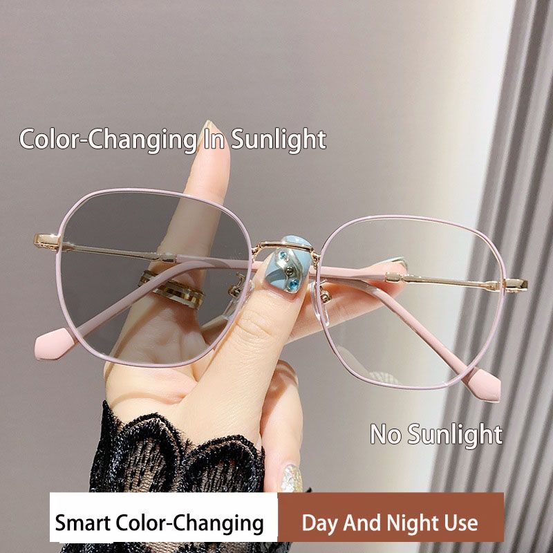 Large Round Metal Women Photochromic Sunglasses Driving Fishing Chameleon Glasses Grey Change Color Sun Glasses Vision UV400 Eyewear