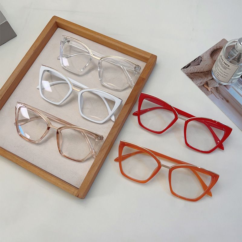 Oversized Cat Eye Glasses Frame Women Fashion Vintage Candy Color Rim Eyewear Trendy Chic Design Blue Light Blocking Eyeglasses