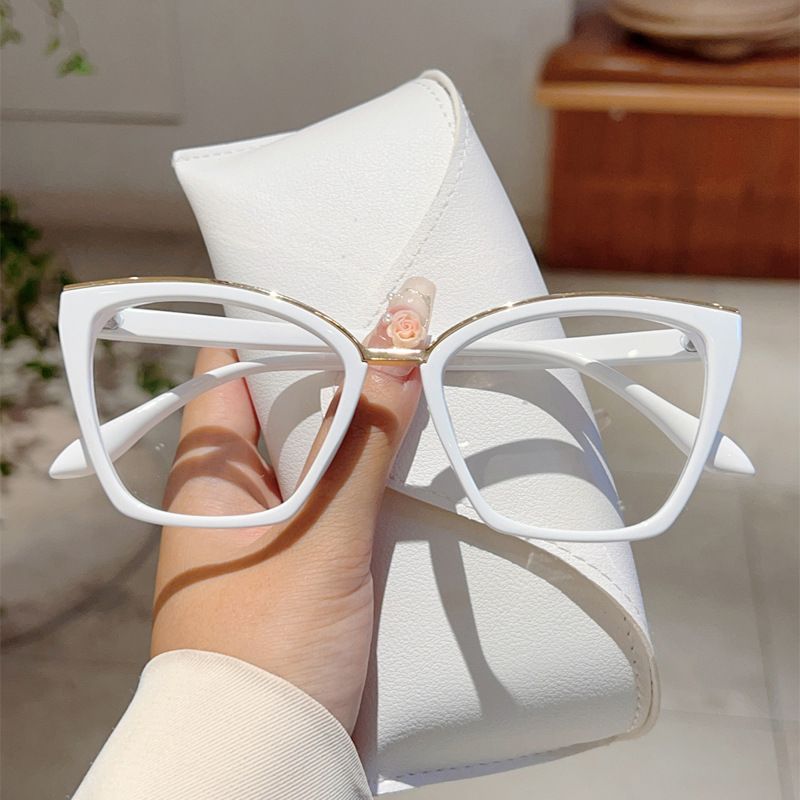 Oversized Cat Eye Glasses Frame Women Fashion Vintage Candy Color Rim Eyewear Trendy Chic Design Blue Light Blocking Eyeglasses