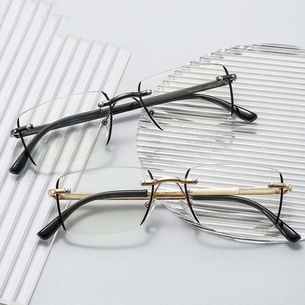 2026 New Fashion Frameless Business Reading Glasses Lightweight High Definition Presbyopic Eyewear Anti Blue Light Hyperopia Spectacles