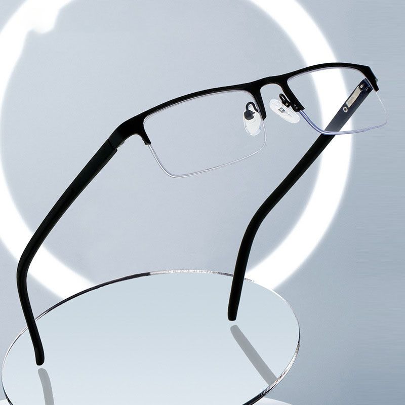 Photochromic Anti Radiation Blue Light Eyeglasses Square Metal Frame Computer Glasses for Women Men Transparent Lens Eyegalsses